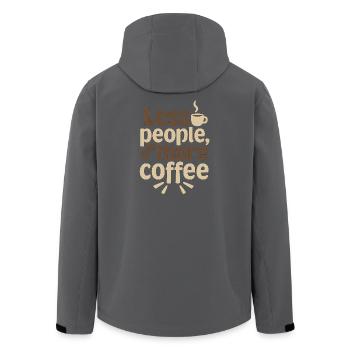 Minimalist Coffee Saying Illustration - Men’s Recycled Softshell Jacket by Stanley/Stella - anthracite - Back - AI Model Male 185 light (185cm)