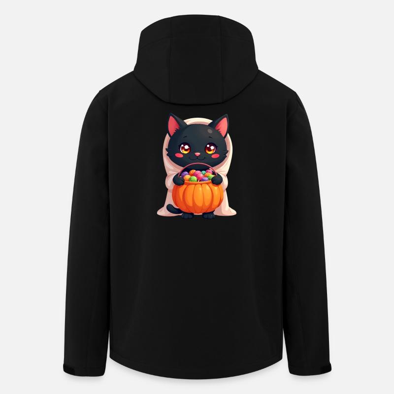 Chat d’Halloween avec citrouille d’Halloween - Veste softshell homme en polyester recyclé Stanley/Stella - noir