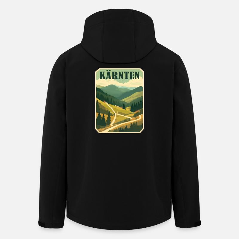Motif rétro Carinthie - Veste softshell homme en polyester recyclé Stanley/Stella - noir