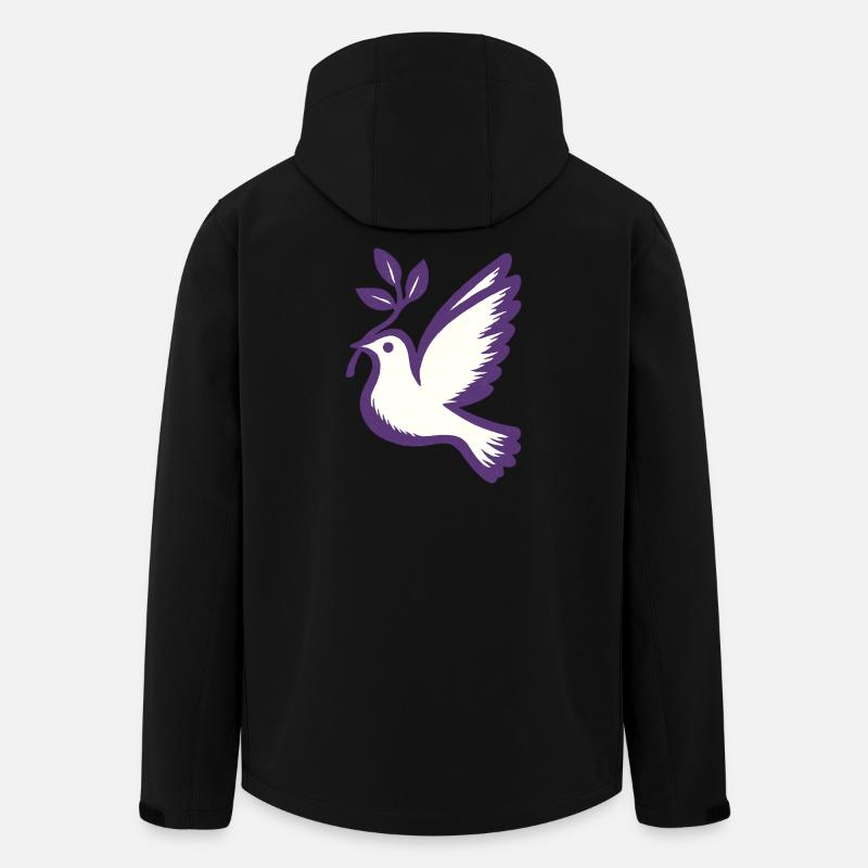 Colombe violette emblème branche d’olivier - Veste softshell homme en polyester recyclé Stanley/Stella - noir
