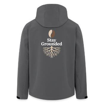 Stay Grounded Kaffeebohne Mit Wurzeln Achtsamkeit - Recycelte Männer Softshell-Jacke von Stanley/Stella - Anthrazit - Hinten - AI Model Male 185 light (185cm)