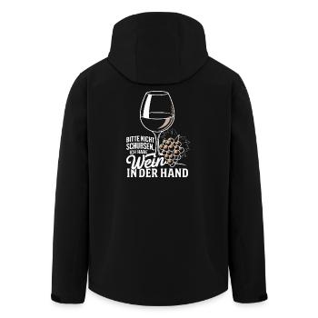 Please don't push I've got wine in my hand - Men’s Recycled Softshell Jacket by Stanley/Stella - black - Back - AI Model Male 185 light (185cm)