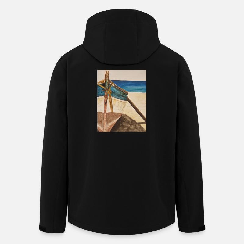 Aquarell Boot am Strand - Recycelte Männer Softshell-Jacke von Stanley/Stella - Schwarz