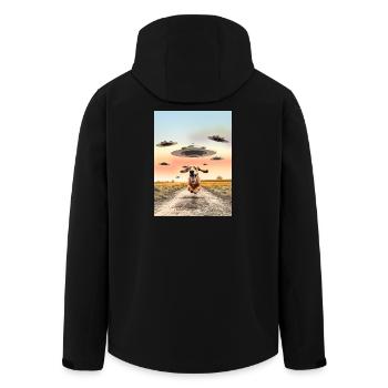 Hund und UFO Geschenk für Science Fiction Fans - Recycelte Männer Softshell-Jacke von Stanley/Stella - Schwarz - Hinten - AI Model Male 185 light (185cm)
