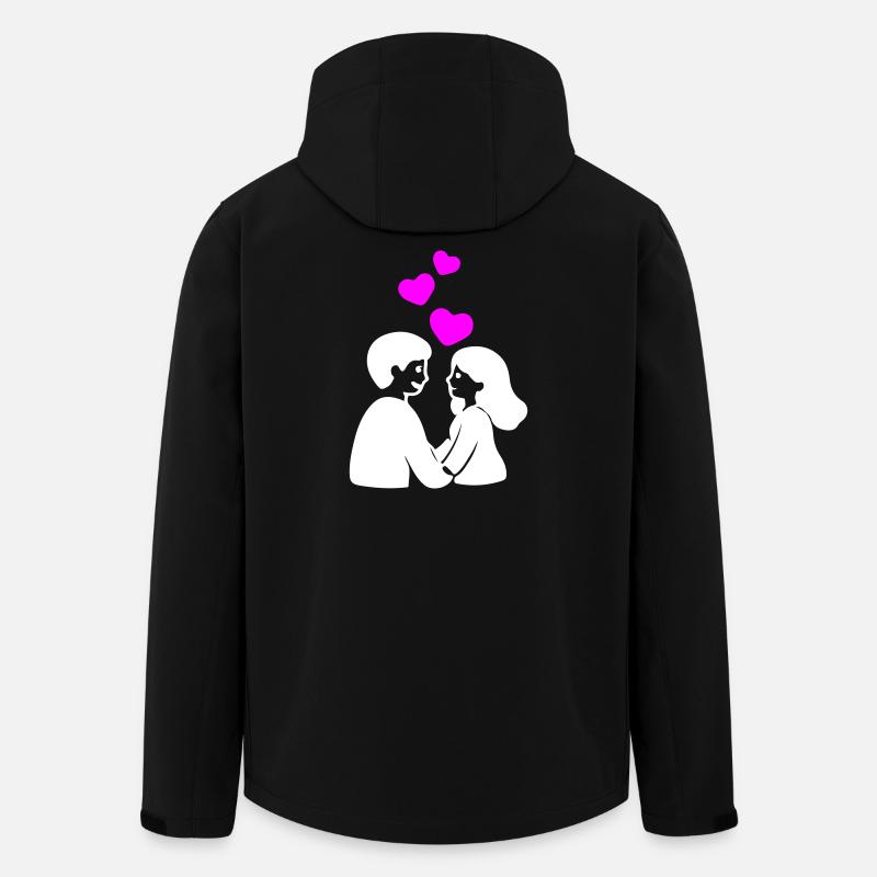 Forelskede par hjerter - Stanley/Stella herre softshelljakke i genanvendt polyester Discoverer - sort