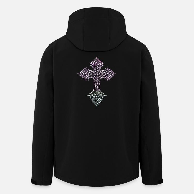 Iridescent Cross Glyph - Men’s Recycled Softshell Jacket by Stanley/Stella - black