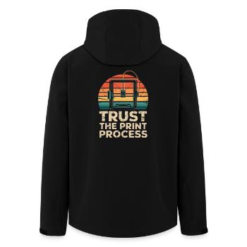 Trust The Print Process Retro 3D Printer - Men’s Recycled Softshell Jacket by Stanley/Stella - black - Back - AI Model Male 185 light (185cm)