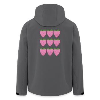 Himbeer Raster Muster - Recycelte Männer Softshell-Jacke von Stanley/Stella - Schwarz - Hinten - AI Model Male 185 light (185cm)