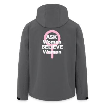 ASK WOMEN, BELIEVE WOMEN! ♀️ FEMALE POWER, GIRLS - Recycelte Männer Softshell-Jacke von Stanley/Stella - Anthrazit - Hinten - AI Model Male 185 light (185cm)