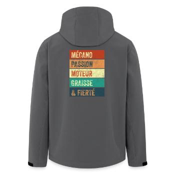 Mécano Passion Moteur - Veste softshell homme en polyester recyclé Stanley/Stella - noir - Dos - AI Model Male 185 light (185cm)