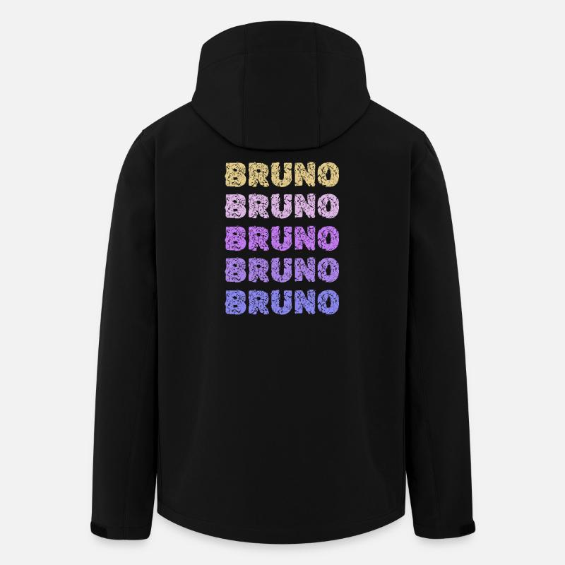Bruno Repeated Pastel Letters - Men’s Recycled Softshell Jacket by Stanley/Stella - black