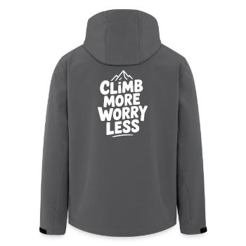 Climb More Worry Less - Men’s Recycled Softshell Jacket by Stanley/Stella - black - Back - AI Model Male 185 light (185cm)
