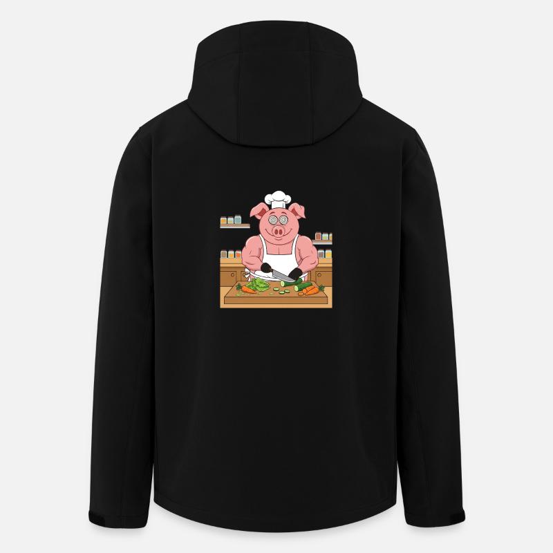 Muscular pig chopping salad - Men’s Recycled Softshell Jacket by Stanley/Stella - black