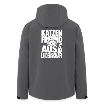 Katzenfreund Aus Leidenschaft - Recycelte Männer Softshell-Jacke von Stanley/Stella - Schwarz - Hinten - AI Model Male 185 light (185cm)