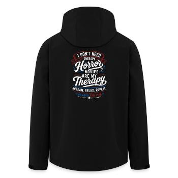 Horror Therapy Movie Night Design - Men’s Recycled Softshell Jacket by Stanley/Stella - black - Back - AI Model Male 185 light (185cm)