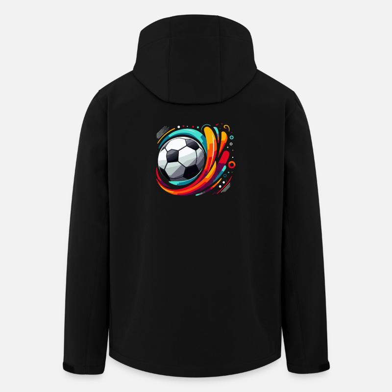 Farbenfroher Fußballwirbel - Recycelte Männer Softshell-Jacke von Stanley/Stella - Schwarz