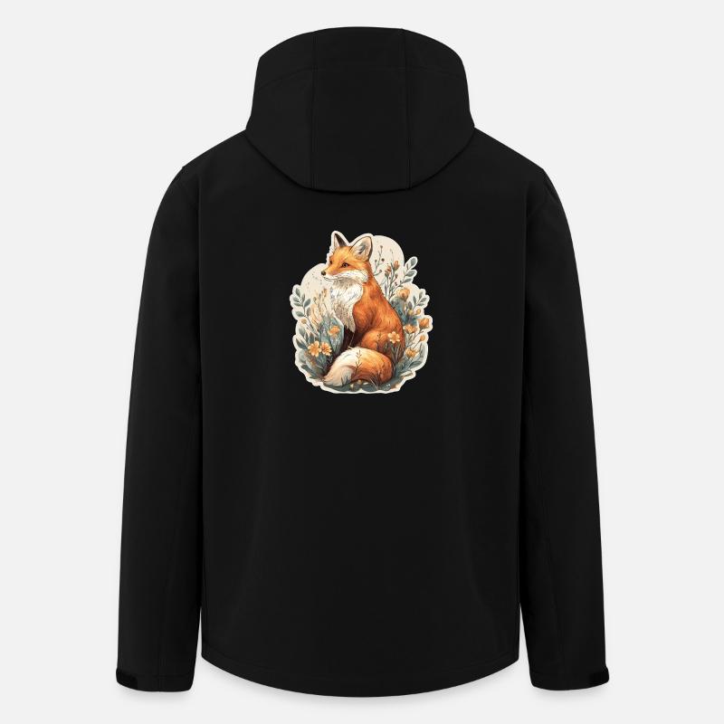 Fuchs mit Blumen - Recycelte Männer Softshell-Jacke von Stanley/Stella - Schwarz