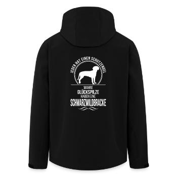 SCHWARZWILDBRACKE Schutzengel Wilsigns Hundespruch - Recycelte Männer Softshell-Jacke von Stanley/Stella - Schwarz - Hinten - AI Model Male 185 light (185cm)