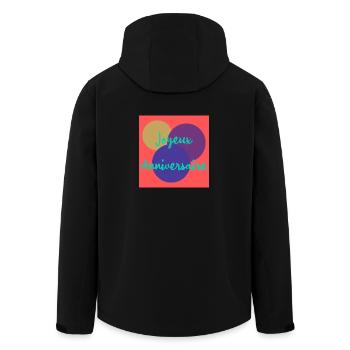 HAPPY BIRTHDAY. JOYEUX ANNIVERSAIRE. ANNIVERSAIRE. - Veste softshell homme en polyester recyclé Stanley/Stella - noir - Dos - AI Model Male 185 light (185cm)