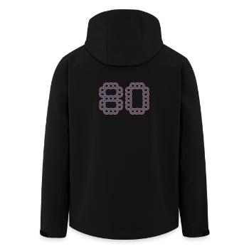 80. 80 YEARS. 80th ANNIVERSARY. 80 YEARS ANNIVERSARY. - Men’s Recycled Softshell Jacket by Stanley/Stella - black - Back - AI Model Male 185 light (185cm)