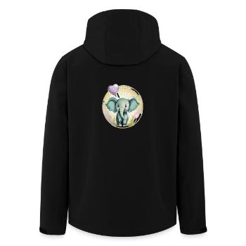 Baby Elefant mit Luftballon - Geschenkidee - Recycelte Männer Softshell-Jacke von Stanley/Stella - Schwarz - Hinten - AI Model Male 185 light (185cm)