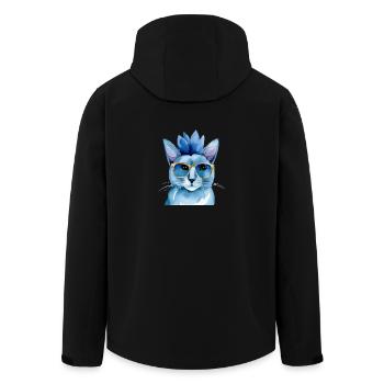 Punkrock Katze Sonnenbrille Katzenshirt Geschenk - Recycelte Männer Softshell-Jacke von Stanley/Stella - Schwarz - Hinten - AI Model Male 185 light (185cm)