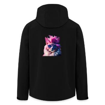 Bunte Katze mit Irokesenschnitt Geschenkidee - Recycelte Männer Softshell-Jacke von Stanley/Stella - Schwarz - Hinten - AI Model Male 185 light (185cm)