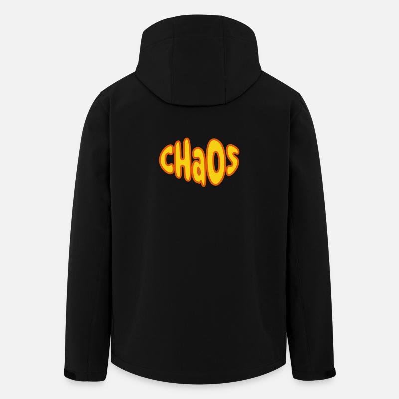 Chaos Lettrage Rétro Jaune Orange - Veste softshell homme en polyester recyclé Stanley/Stella - noir