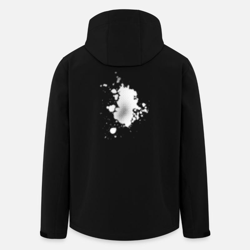 Flash, points fond asymétrique | rastérisé - Veste softshell homme en polyester recyclé Stanley/Stella - noir