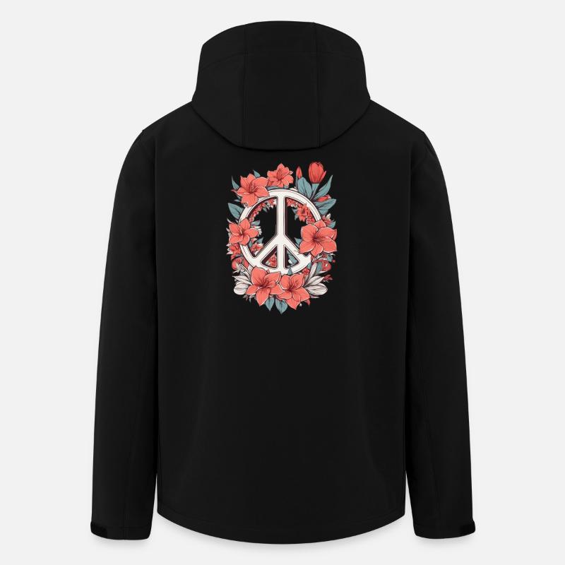 Friedenszeichen mit Blumen - Recycelte Männer Softshell-Jacke von Stanley/Stella - Schwarz