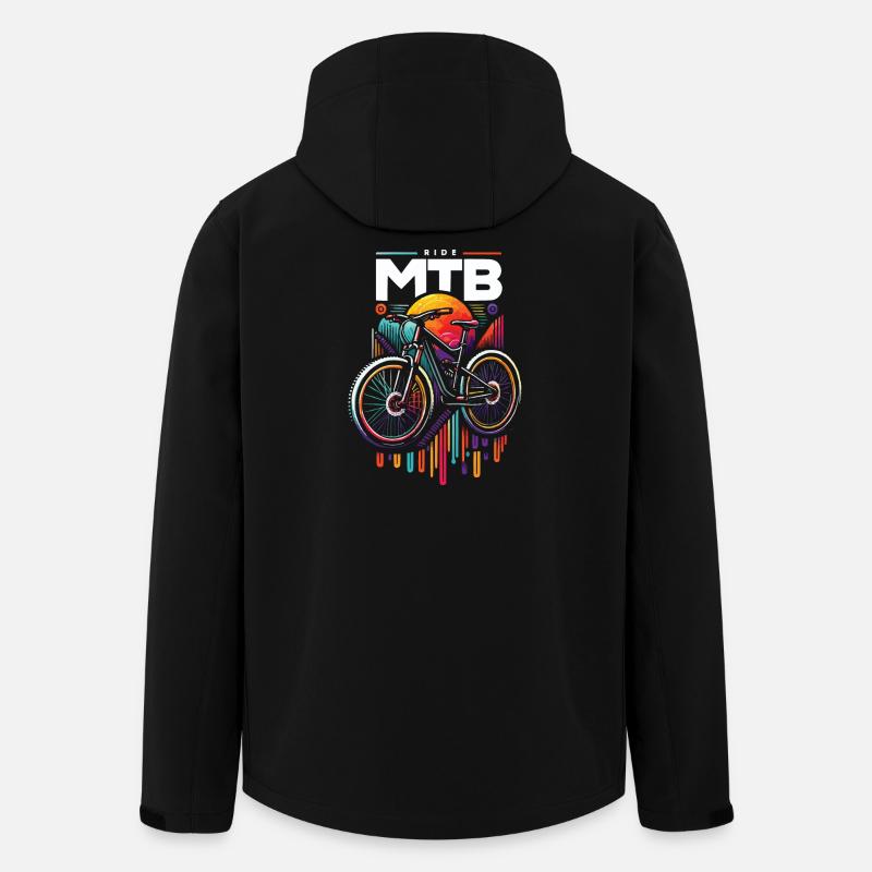 Vibrant MTB Cycling Sunset Design - Men’s Recycled Softshell Jacket by Stanley/Stella - black