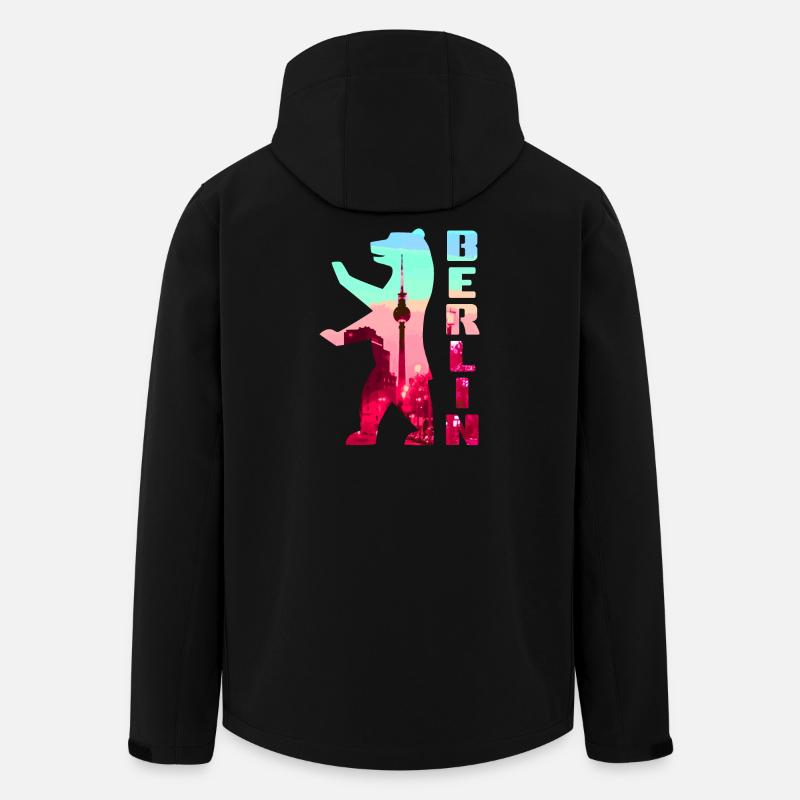 Berlin Bär Neon Silhouette - Recycelte Männer Softshell-Jacke von Stanley/Stella - Schwarz