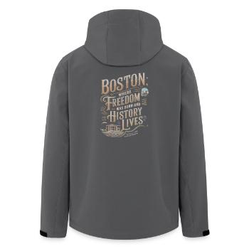 Boston: Wo die Freiheit geboren wurde und die Geschichte lebt - Recycelte Männer Softshell-Jacke von Stanley/Stella - Schwarz - Hinten - AI Model Male 185 light (185cm)