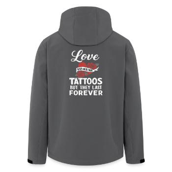 L’amour fait mal – Tatouage Lifestyle Dicton - Veste softshell homme en polyester recyclé Stanley/Stella - noir - Dos - AI Model Male 185 light (185cm)