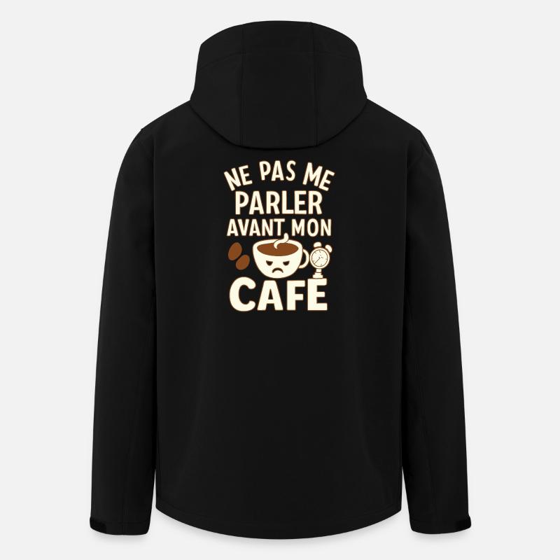 Café - Matin - Citation - Humour - Comique - Fun - Veste softshell homme en polyester recyclé Stanley/Stella - noir