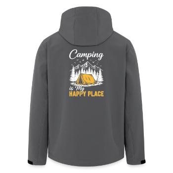 Le camping est mon endroit heureux - Veste softshell homme en polyester recyclé Stanley/Stella - charbon - Dos - AI Model Male 185 light (185cm)