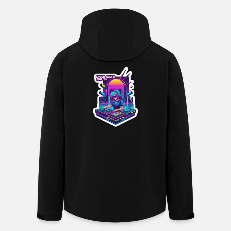 Retro Wave Cyber 90s - Men’s Recycled Softshell Jacket by Stanley/Stella - black