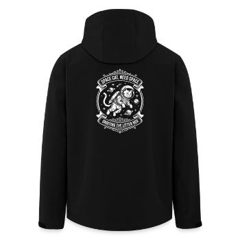 Space Cat – Need Space - Recycelte Männer Softshell-Jacke von Stanley/Stella - Schwarz - Hinten - AI Model Male 185 light (185cm)