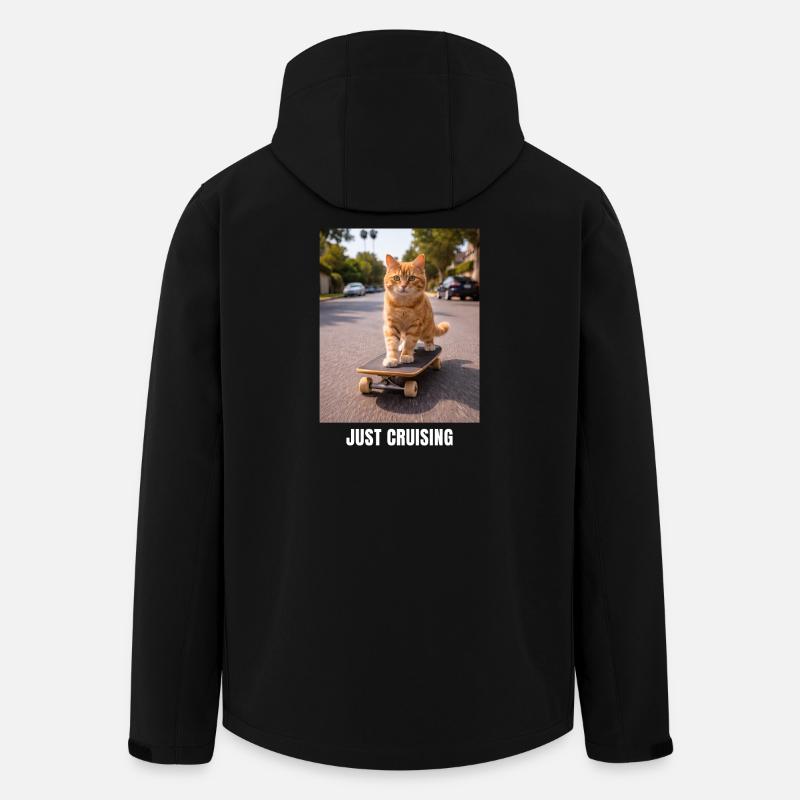 Just Cruising Skateboarding Cat Meme - Men’s Recycled Softshell Jacket by Stanley/Stella - black