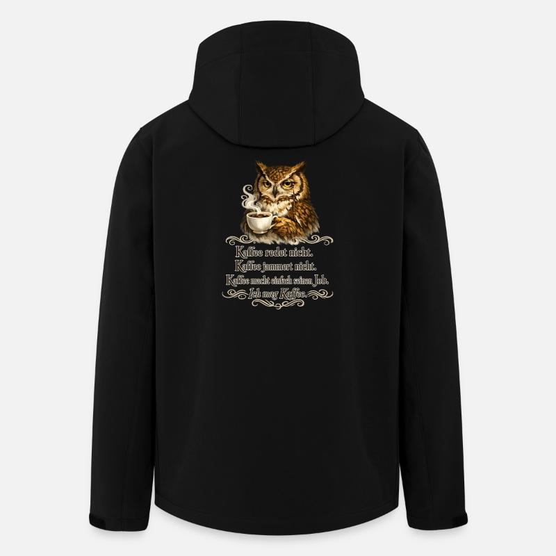 Kaffee Redet Nicht Eule Spruch - Recycelte Männer Softshell-Jacke von Stanley/Stella - Schwarz