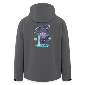 Schwebende Insel: Tanz der Natur im Traumland - Recycelte Männer Softshell-Jacke von Stanley/Stella - Schwarz - Hinten - AI Model Male 185 light (185cm)
