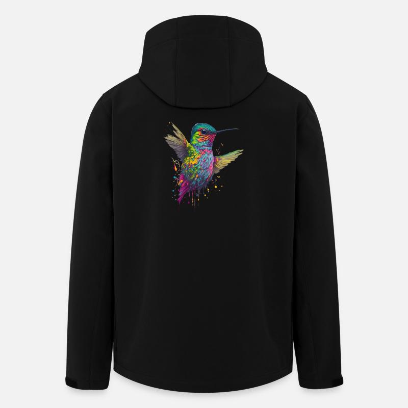 Farbexplosion Kolibri Kunstwerk - Recycelte Männer Softshell-Jacke von Stanley/Stella - Schwarz