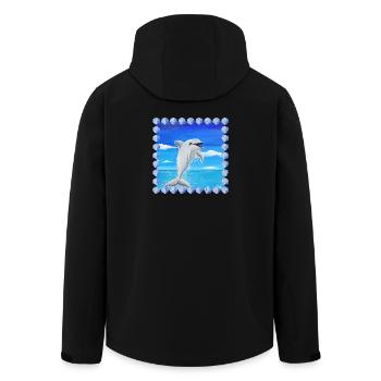 Cheeky Dolphin - Sonja Ariel von Staden - Men’s Recycled Softshell Jacket by Stanley/Stella - black - Back - AI Model Male 185 light (185cm)