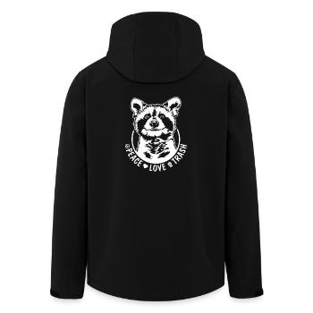 RACCOON Peace Love Trash Animal Wildlife Wilsigns - Men’s Recycled Softshell Jacket by Stanley/Stella - black - Back - AI Model Male 185 light (185cm)