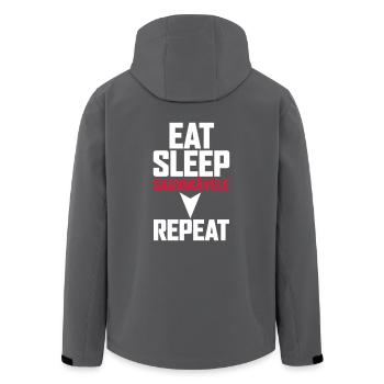 Manger, dormir, marche nordique, répétez - Veste softshell homme en polyester recyclé Stanley/Stella - noir - Dos - AI Model Male 185 light (185cm)