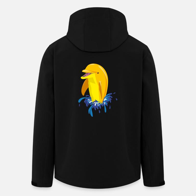 Delphin gelb Spritzer - Recycelte Männer Softshell-Jacke von Stanley/Stella - Schwarz