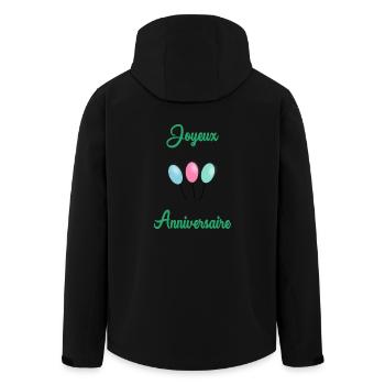 JOYEUX ANNIVERSAIRE - Veste softshell homme en polyester recyclé Stanley/Stella - noir - Dos - AI Model Male 185 light (185cm)