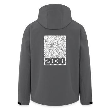 Year 2030 - Men’s Recycled Softshell Jacket by Stanley/Stella - black - Back - AI Model Male 185 light (185cm)