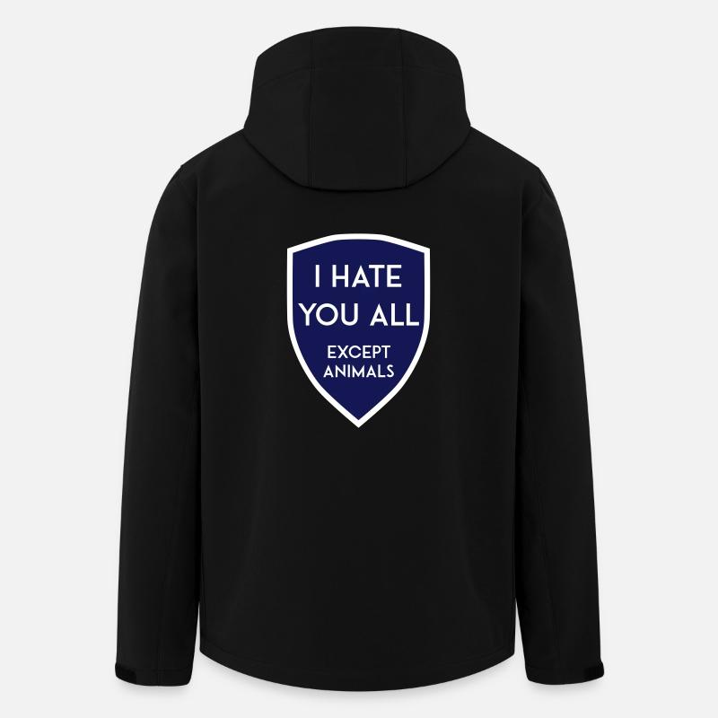 I HATE YOU ALL EXCEPT ANIMALS SHIELD - Men’s Recycled Softshell Jacket by Stanley/Stella - black