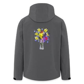 flowers lilies tulips orchids sunflower dahlia ger - Men’s Recycled Softshell Jacket by Stanley/Stella - anthracite - Back - AI Model Male 185 light (185cm)